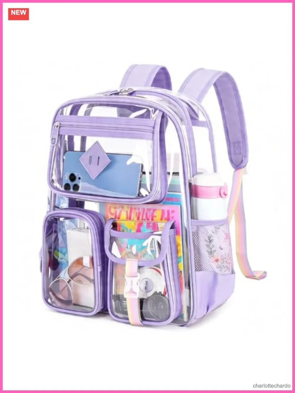 Heavy Duty PVC Transparent Clear Backpack for School Stadium Approved See